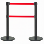 Thumbnail image #1 for AARCO Products Form-A-Line HBK-27RD Portable Dual Retractable Belt Stanchion, Black Steel, 7 ft Red Belts, 40 in H