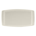 Thumbnail image #1 for Tuxton China AMU-556 Ceramic Rectangular Plate, Narrow Rim, 13-3/4"L x 7-1/2"W x 1"H, Pearl White 1 Dozen