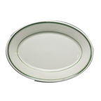 Thumbnail image #1 for Steelite International Homer, Green Band HL1551 Rolled Edge Oval China Platter, 11.75" x 8", Green Band 1 Dozen