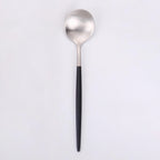 Thumbnail image #1 for Kadra Kitchenware Vikko Dine VF-TS10-VBS Two-Tone Brushed Black & Silver 18/10 Stainless Steel Tea Spoon Case of 12