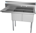 Thumbnail image #4 for KoolMore 48-Inch Two-Compartment 304 Stainless Steel Commercial Sink with Left Drainboard and Backsplash