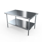 Thumbnail image #1 for NBR Equipment TS4-7236 72"W x 36"D Stainless Steel Work Table, 14-Gauge 304 Flat Top with Adjustable Undershelf