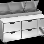 Thumbnail image #5 for Beverage Air DPD67HC-4 67-Inch Two-Section Pizza Prep Table with 4 Drawers, 3-Pan Top and 19-Inch Poly Cutting Board