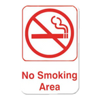 Thumbnail image #1 for Thunder Group PLIS6905RD No Smoking Area Sign, Self-Adhesive, Red Lettering on White, 6" x 9" Case of 72