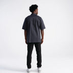 Thumbnail image #2 for Chef Works PCSS-CHR-2XL Unisex Charcoal Short-Sleeve Double-Breasted Poly/Cotton Chef Coat, 2XL