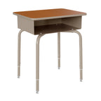 Thumbnail image #1 for Flash Furniture FD-DESK-GY-WAL-GG Adjustable-Height Student Desk with Flat Laminate Top, Open Book Box, Powder-Coated Steel Frame