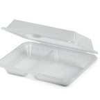 Thumbnail image #1 for G.E.T. Eco-Takeouts EC-15-2-CL 2-Compartment Clear Polypropylene Take-Out Food Container with Snap Closure, 10 x 8 x 3 in 1 Dozen