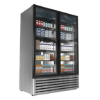 Thumbnail image #1 for Imbera USA (AeriTek) VRD43 SS 2-Section Glass Door Merchandiser Refrigerator, Hinged Doors, Stainless Steel, Bottom-Mounted