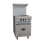 Thumbnail image #1 for Royal Range of California Electric Series RRE-2GT12 24" Electric Restaurant Range with 2 Hotplates, 12" Griddle & Space Saver Oven