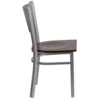 Thumbnail image #2 for Flash Furniture Hercules XU-DG-60401-WALW-GG Restaurant Chair, Metal Cutout Slat Back, Walnut-Finish Plywood Seat