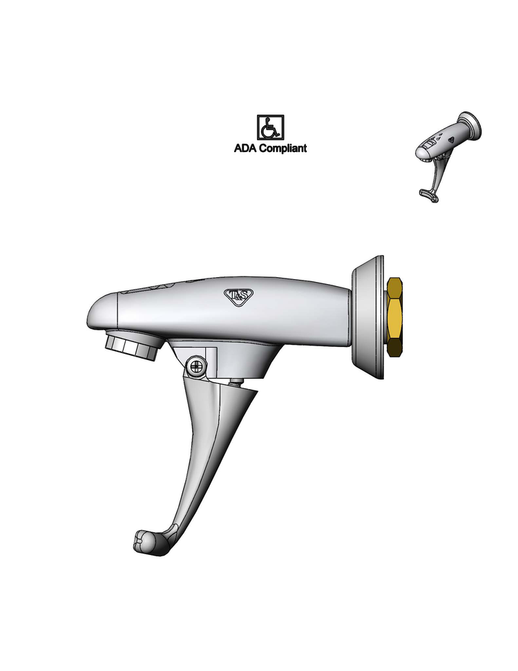 Product image #4 for T&S Brass Wall-Mounted Push-Back Glass Filler Faucet with Adjustable Flange