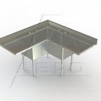 Thumbnail image #1 for AERO Manufacturing 3C3-1414-14LR 3-Compartment Corner Sink, 46-3/4"W x 20"D, 14" Bowls, Left/Right Drainboards, 304 Stainless Steel