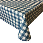 Thumbnail image #1 for CAC China TCVG-52B Vinyl Gingham Table Cover, Blue, 52 x 52 in, Flannel-Backed Case of 24