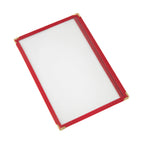 Thumbnail image #1 for CAC China MCP1-58RD Vinyl Booklet Menu Cover, 1-Pocket, 5-1/2" x 8-1/2", Red Trim with Brass Corners Case of 200