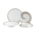 Thumbnail image #1 for Kadra Kitchenware Vikko Shine VS-2012-NS 20-Piece White Dinnerware Set with Silver Accents, 4 Each of 5 Tableware Types