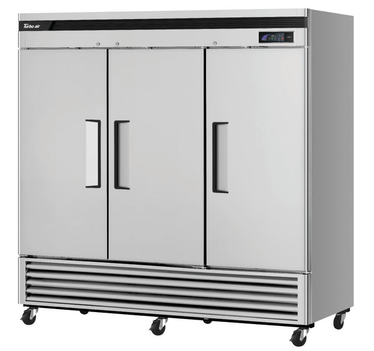Product image #5 for Turbo Air Super Deluxe Three-Section Solid Door Reach-In Refrigerator, 64.1 Cu. Ft., Bottom Mount