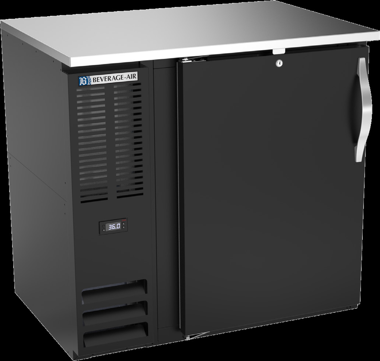 Product image #2 for Beverage-Air One-Section Back Bar Refrigerator with Solid Door, 36-Inch Wide, Self-Contained Side-Mounted Refrigeration