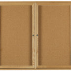 Thumbnail image #1 for AARCO Products OBC3648R Enclosed Bulletin Board, Red Oak Wood Frame, Natural Cork Back, 2 Swing Doors, 48"W x 36"H