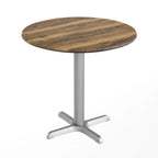 Thumbnail image #2 for Flash Furniture ST-RD31-NAT-T2222S-GG Round Indoor/Outdoor Table, 31-1/4" Diameter, Natural HPL Laminate Top, Silver Cast Iron X-Base