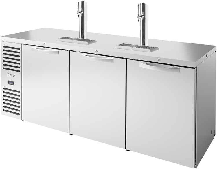 Product image #5 for True Premier Bar 84-Inch Three-Section Pass-Thru Refrigerated Draft Bar Cooler with 2 Beer Columns