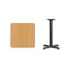 Thumbnail image #2 for Flash Furniture XU-NATTB-2424-T2222-GG Square Laminate Dining Table, 24" x 24", 31-1/8"H, Black PVC Edge, 22" X-Base