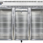 Thumbnail image #1 for Continental Refrigerator 3RENSSGD Three-Section Glass-Door Reach-In Refrigerator, 85-1/2-in Wide, Stainless Steel, Top-Mounted Refrigeration