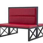 Thumbnail image #1 for ATSMFG ATS AT&S-AMD-42-BRED MFG Double Dining Booth, 47-1/2"L, Bright Red Vinyl Upholstered Seat & Back, Open Base, Black Powder-Coat Metal Frame