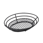 Thumbnail image #1 for G.E.T. Clipper Mill 4-38814 Oval Iron Serving Basket, 11 x 8 x 2-1/4 in, Raised Grid Base, Black Powder-Coated Case of 24