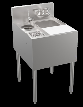 Product image #5 for Krowne Royal Series 20-Inch W x 24-Inch D Underbar Speed Unit with Sink Bowl, Glass Rinser, and Right-Side Cutting Board