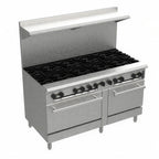 Thumbnail image #1 for Venancio USA Prime PRO60G-ST 60-Inch Gas Restaurant Range, 10 Open Burners, 2 Standard Ovens, Manual Controls, Backriser with Hi-Shelf