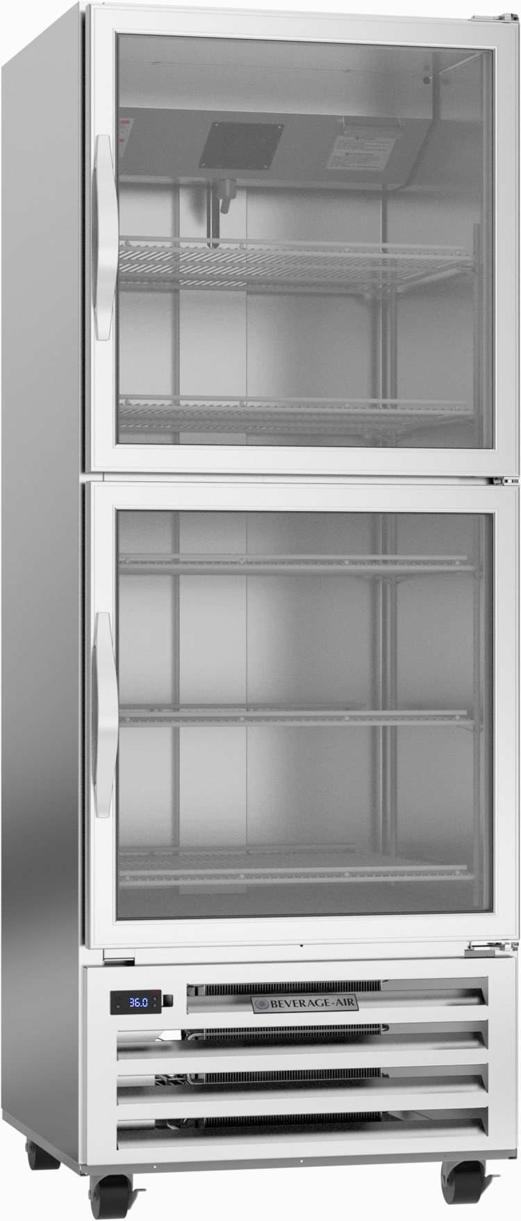 Product image #5 for Beverage-Air One-Section Display Reach-In Refrigerator with 2 Half Glass Hinged Doors, 16.85 Cu. Ft., Stainless Steel