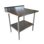 Thumbnail image #2 for NBR Equipment TG-4824R5 Stainless Steel Work Table, 48"W x 24"D, 18-Gauge 430 Top, 5" Backsplash, Galvanized Open Undershelf