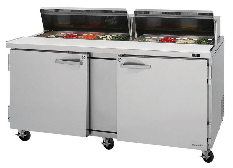 Product image #6 for Turbo Air PRO Series PST-72-N Two-Section Sandwich/Salad Prep Table, 72 5/8-Inch, 19 Cu. Ft., 18-Pan, Rear-Mounted Self-Contained