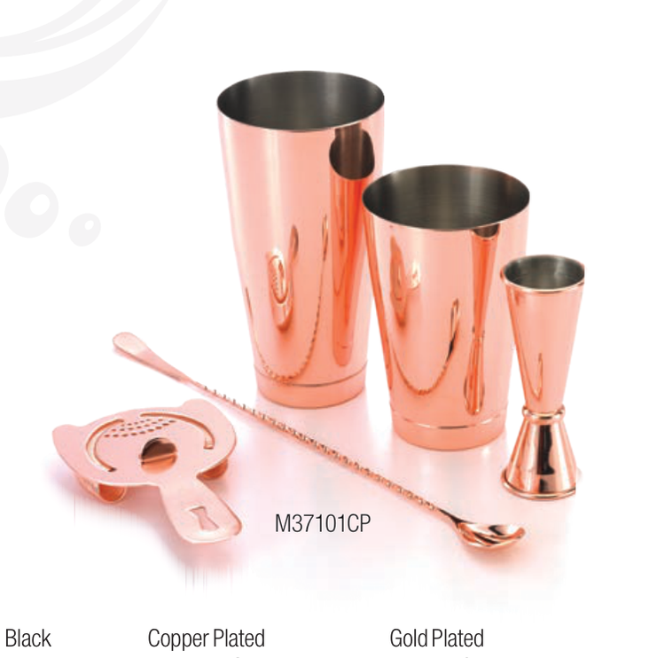 Product image #2 for Barfly Basics 5-Piece Copper-Plated Mixology Bar Set with Full- and Half-Size Shakers