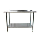 Thumbnail image #1 for SunFab SFWT-3072-2 72" x 30" Stainless Steel Work Table, 430 Series Top, Bullnose Edge, 2" Backsplash, Galvanized Undershelf