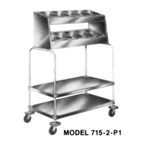Thumbnail image #1 for Dinex DXP7152P5 Open Stainless Steel Tray & Silver Cart with 2 Stack Sections and 5-Pan Silver Dispenser, 200-Tray Capacity