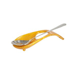 Thumbnail image #1 for Steelite International Kenny Mack KMK2804TGP Curved Resin Spoon Rest, Tangerine Pearl, 10-1/2"L x 4-1/4"W x 2"H