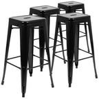Thumbnail image #1 for Flash Furniture 4-ET-31320-30-BK-R-GG 30-Inch Black Metal Backless Bar Stool with Footrest, Stackable