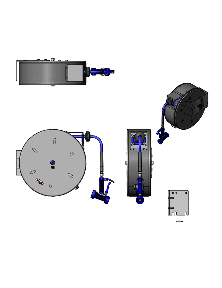 Product image #2 for T&S Brass Enclosed Epoxy Coated Retractable Hose Reel System with 50 Ft 3/8 Inch Hose and Front Trigger Spray Valve