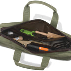 Thumbnail image #2 for JB Prince Boldric Z260 Canvas Chef Knife Carryall Bag, Green, Brown Leather Trim, Brass Feet, Zipper Pocket, Two Side Pockets