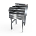 Thumbnail image #1 for NBR Equipment LD-1221 Freestanding Stainless Steel Underbar Liquor Bottle Display, 4 Steps with Guard Rails, 12"W x 21-1/4"D x 32-1/2"H