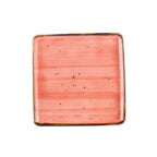 Thumbnail image #1 for CAC China TUS-SQ6-CRL 6-Inch Square Porcelain Plate, Curved Edge, Reactive Glaze, Coral Case of 3 Dozen