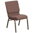 Thumbnail image #1 for Flash Furniture Hercules FD-CH02185-GV-BNDOT-GG Stacking Church Chair, Brown Dot-Pattern Cotton Upholstery, Gold Vein Frame