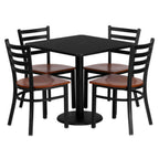 Thumbnail image #1 for Flash Furniture MD-0003-GG 30" Square Table and 4-Chair Set, Black Table with Cherry Finish Seats