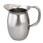 Thumbnail image #1 for Alegacy Foodservice Products 8202 Bell-Shaped 18/8 Stainless Steel Pitcher, 68 oz, Tubular Handle