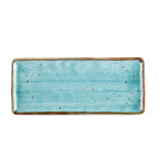 Thumbnail image #1 for CAC China TUS-RT13-TQS Rectangular Porcelain Platter, 12" x 5-1/8", Turquoise Reactive Glaze 1 Dozen