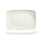 Thumbnail image #1 for Reserve by Libbey - Silk 987659395 Porcelain Rectangular Platter, 13" x 9", Embossed Rim