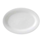Thumbnail image #1 for Vertex China Rubicon RB-13-LGY China Platter, 11-3/4", Oval, Polished Foot, Magnesium-Reinforced, Super White, Linear Gray 1 Dozen