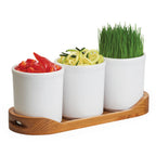 Thumbnail image #1 for Cal-Mil Madera 3647-32-99 Oblong Wood Cylinder Tray with Three 32 oz Melamine Jars and Integrated Handles