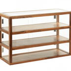 Thumbnail image #1 for Cal-Mil 22913-78 3-Tier Acrylic Pastry Display Case with Hinged Front Door, Walnut, 42"W x 17"D x 28"H